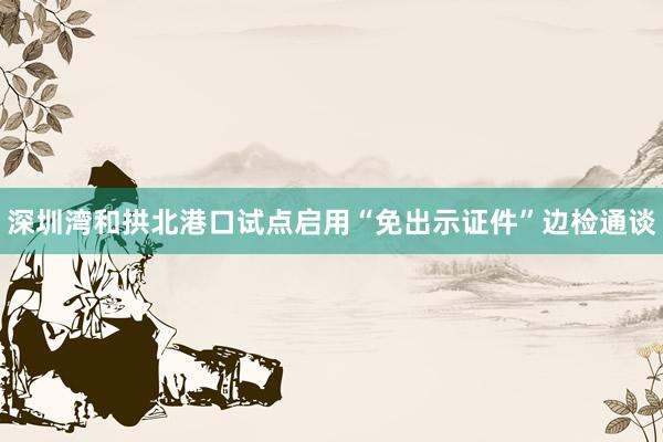 深圳湾和拱北港口试点启用“免出示证件”边检通谈
