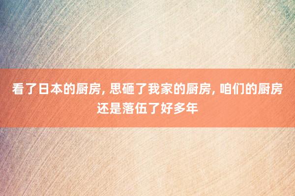看了日本的厨房, 思砸了我家的厨房, 咱们的厨房还是落伍了好多年