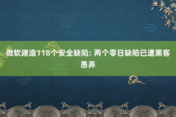 微软建造118个安全缺陷: 两个零日缺陷已遭黑客愚弄
